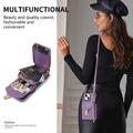 Custodia iPhone 15 Tutto in uno con portafoglio e cinturino - Viola