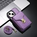 Custodia iPhone 15 Tutto in uno con portafoglio e cinturino - Viola