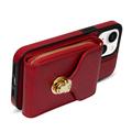 Custodia iPhone 15 Tutto in uno con portafoglio e cinturino - Rossa