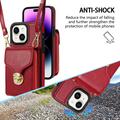 Custodia iPhone 15 Tutto in uno con portafoglio e cinturino - Rossa