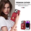 Custodia iPhone 15 Tutto in uno con portafoglio e cinturino - Rossa