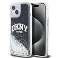 Custodia iPhone 15 DKNY Liquid Glitter Arch Logo - Nero