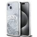 Custodia per iPhone 15 DKNY Liquid Glitter Arch Logo - Trasparente