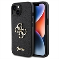 Custodia Guess Fixed Glitter 4G Metal Logo per iPhone 15 - Nera