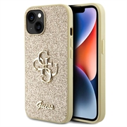 Custodia Guess Fixed Glitter 4G Metal Logo per iPhone 15