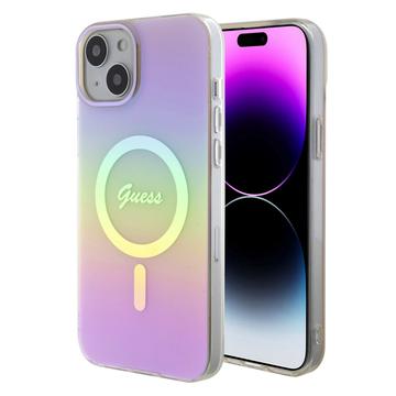 Custodia Guess IML Iridescent Script Mag per iPhone 15 - Rosa