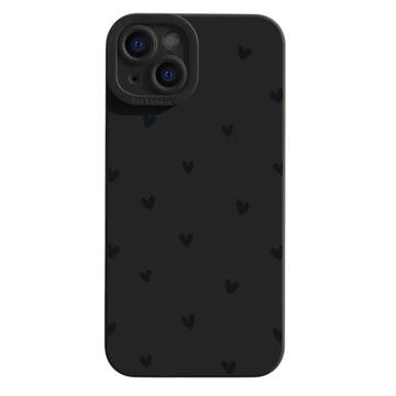 Custodia sottile in TPU con motivo a cuore per iPhone 15 - Nera