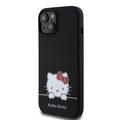 Custodia in silicone liquido per iPhone 15 Hello Kitty Daydreaming - Nera