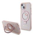 Custodia MagSafe Glitter per iPhone 15 Hello Kitty IML Ringstand - Rosa