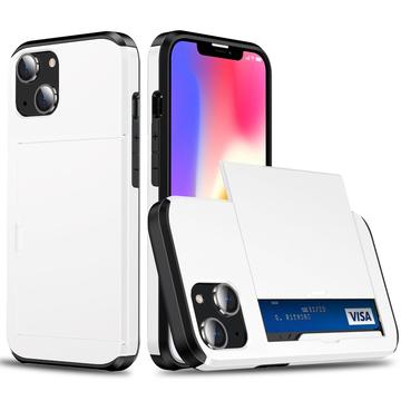 Custodia Ibrida con Portacarte Scorrevole per iPhone 15 - Bianca