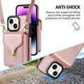 Custodia iPhone 15 Plus Tutto in uno con portafoglio e cinturino - Oro rosa