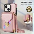 Custodia iPhone 15 Plus Tutto in uno con portafoglio e cinturino - Oro rosa