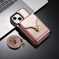 Custodia iPhone 15 Plus Tutto in uno con portafoglio e cinturino - Oro rosa