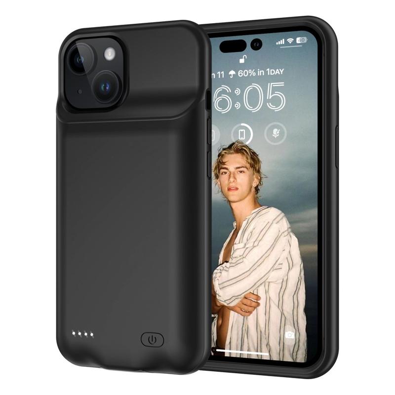 NEWDERY Custodia con batteria portatile 10000 Ah, ricarica wireless Qi, sincronizzazione dati e