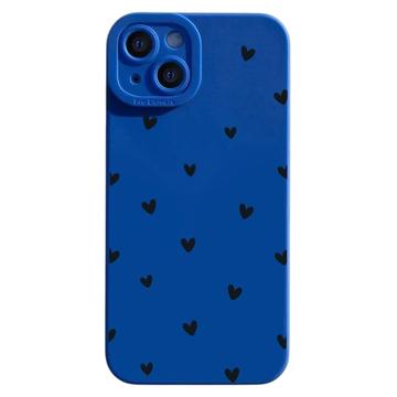 Custodia sottile in TPU con motivo a cuore per iPhone 15 Plus - Blu / Nera