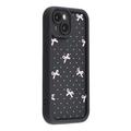 Custodia antiurto in TPU per iPhone 15 Plus con bordi rialzati - Nero / Fiocco a pois
