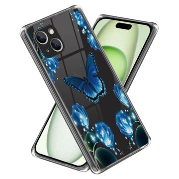 Custodia in TPU Stylish Ultra Sottile per iPhone 15 Plus - Farfalla e Fiori