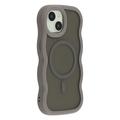 Custodia ibrida magnetica con bordo ondulato per iPhone 15 Plus/14 Plus - Grigia