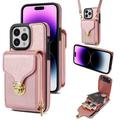 Custodia iPhone 15 Pro Tutto in uno con portafoglio e cinturino