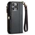 Custodia a portafoglio con blocco RFID CaseMe C36 per iPhone 15 Pro - Nera