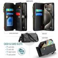 Custodia a portafoglio con blocco RFID CaseMe C36 per iPhone 15 Pro - Nera