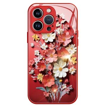 Custodia ibrida per iPhone 15 Pro con bouquet di fiori - Rossa