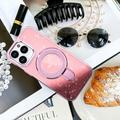 Custodia ibrida iPhone 15 Pro Glitter con supporto - Compatibile con MagSafe - Rosa