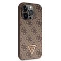 iPhone 15 Pro Guess 4G Strass Triangle Metal Logo Case with Crossbody Strap - Brown