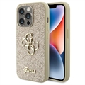 Custodia Guess Fixed Glitter 4G Metal Logo per iPhone 15 Pro - Color Oro