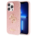 Custodia Guess Fixed Glitter 4G Metal Logo per iPhone 15 Pro - Rosa