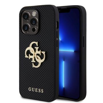 Custodia iPhone 15 Pro Guess Logo traforato 4G Glitter - Nero