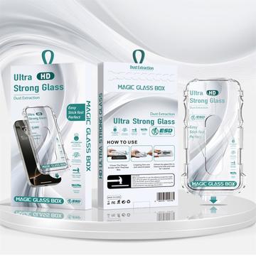 iPhone 15 Pro HD Protezione dello schermo in vetro temperato con strumento di rimozione automatica della polvere - 9H