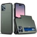 iPhone 15 Pro Hybrid Case with Sliding Card Slot - Verde Militare