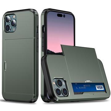 iPhone 15 Pro Hybrid Case with Sliding Card Slot - Verde Militare