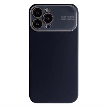 Custodia in Silicone Liquido con Protezione in Vetro Lente per iPhone 15 Pro - Nera