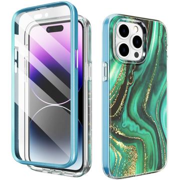 Custodia ibrida per iPhone 15 Pro Max Ahastyle WE13 Protezione 360 - Marmo verde