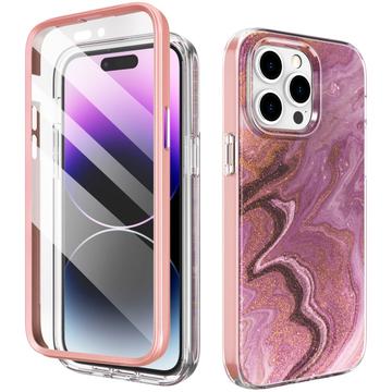 iPhone 15 Pro Max Ahastyle WE13 Custodia ibrida con protezione 360 - Marmo viola