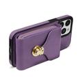 Custodia iPhone 15 Pro Max Tutto in uno con portafoglio e cinturino - Viola
