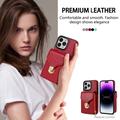 Custodia iPhone 15 Pro Max Tutto in uno con portafoglio e cinturino - Rossa