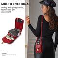 Custodia iPhone 15 Pro Max Tutto in uno con portafoglio e cinturino - Rossa