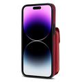 Custodia iPhone 15 Pro Max Tutto in uno con portafoglio e cinturino - Rossa