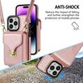 Custodia iPhone 15 Pro Max Tutto in uno con portafoglio e cinturino - Oro rosa