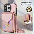 Custodia iPhone 15 Pro Max Tutto in uno con portafoglio e cinturino - Oro rosa