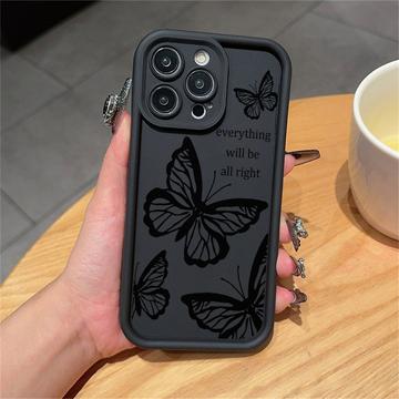 Custodia in TPU con stampa a farfalla per iPhone 15 Pro Max - Nera