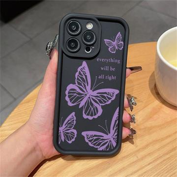 Custodia in TPU con stampa a farfalla per iPhone 15 Pro Max - Viola / Nera