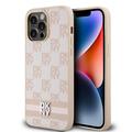 Custodia per iPhone 15 Pro Max DKNY Motivo a scacchi e strisce - Rosa