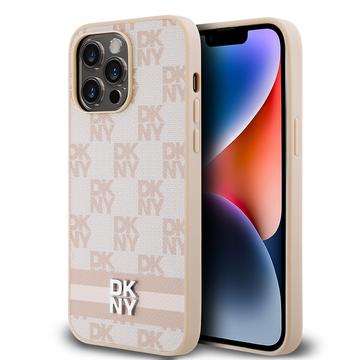 Custodia per iPhone 15 Pro Max DKNY Motivo a scacchi e strisce - Rosa