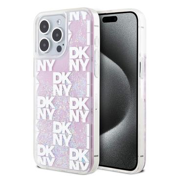 Custodia per iPhone 15 Pro Max DKNY Liquid Glitter Checkered Pattern - Rosa