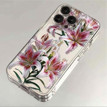 Custodia TPU con motivo floreale per iPhone 15 Pro Max - Giglio rosa