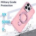Custodia ibrida iPhone 15 Pro Max Glitter con supporto - Compatibile con MagSafe - Rosa